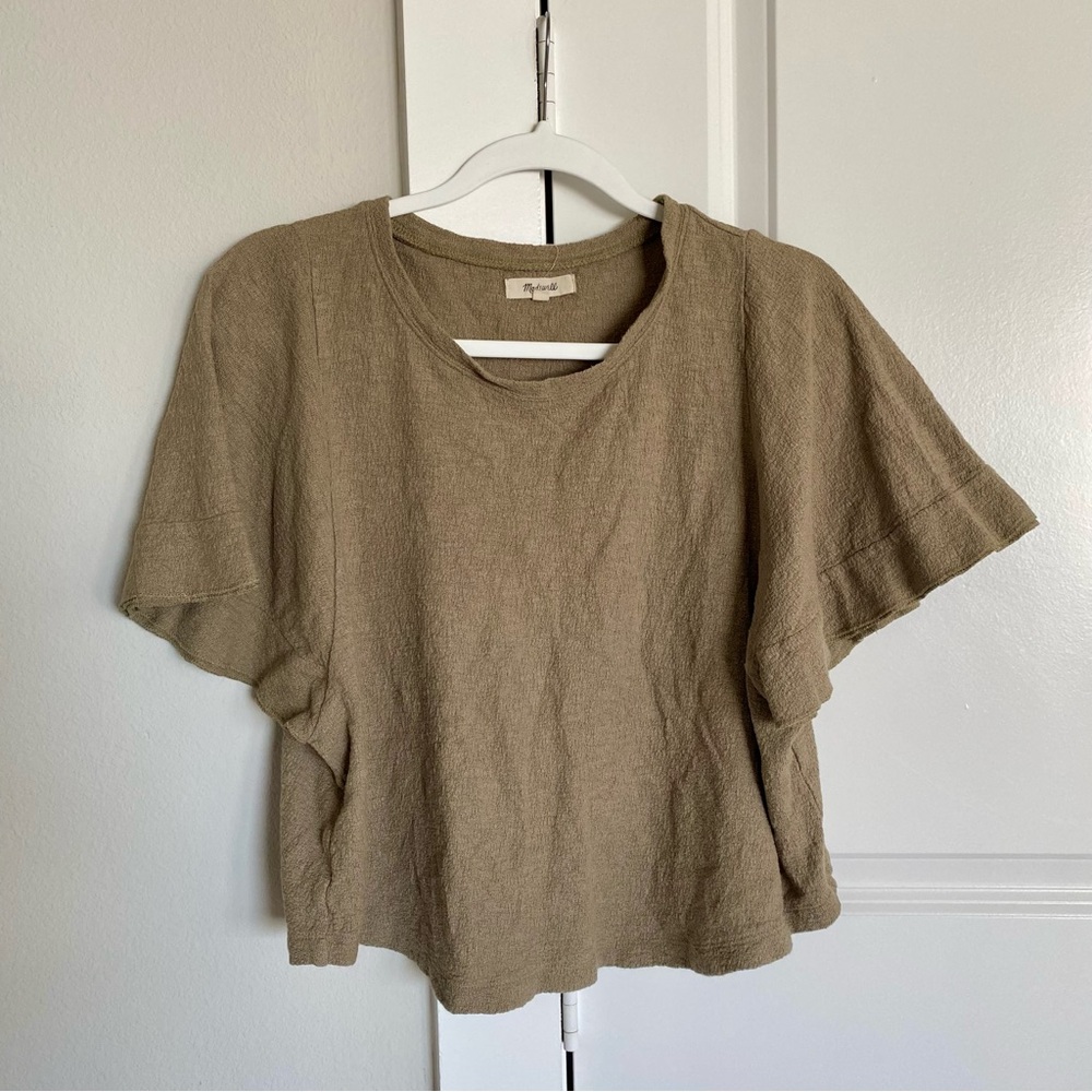 Texture & Thread Madewell 100% Cotton Effortless Modern Flutter Sleeve Top